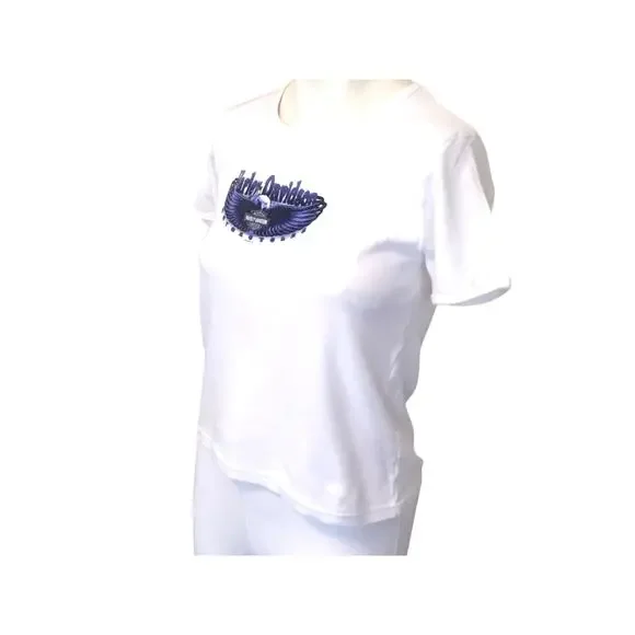 Harley Davidson Chandler AZ Women's T-Shirt Med White/Blue - Picture 3 of 7